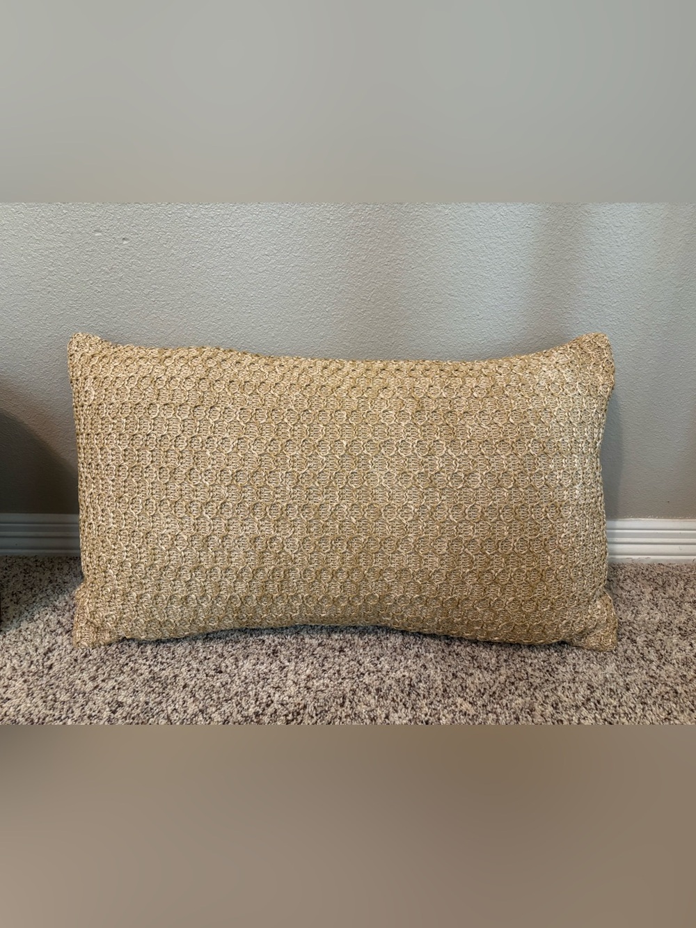Pottery Barn Neutral Woven Lumbar Pillow - Decorative Accent